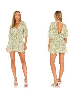 MISA‎ Los Angeles || Seven Printed Chiffon Mini Dress Veranda Abstract Green S